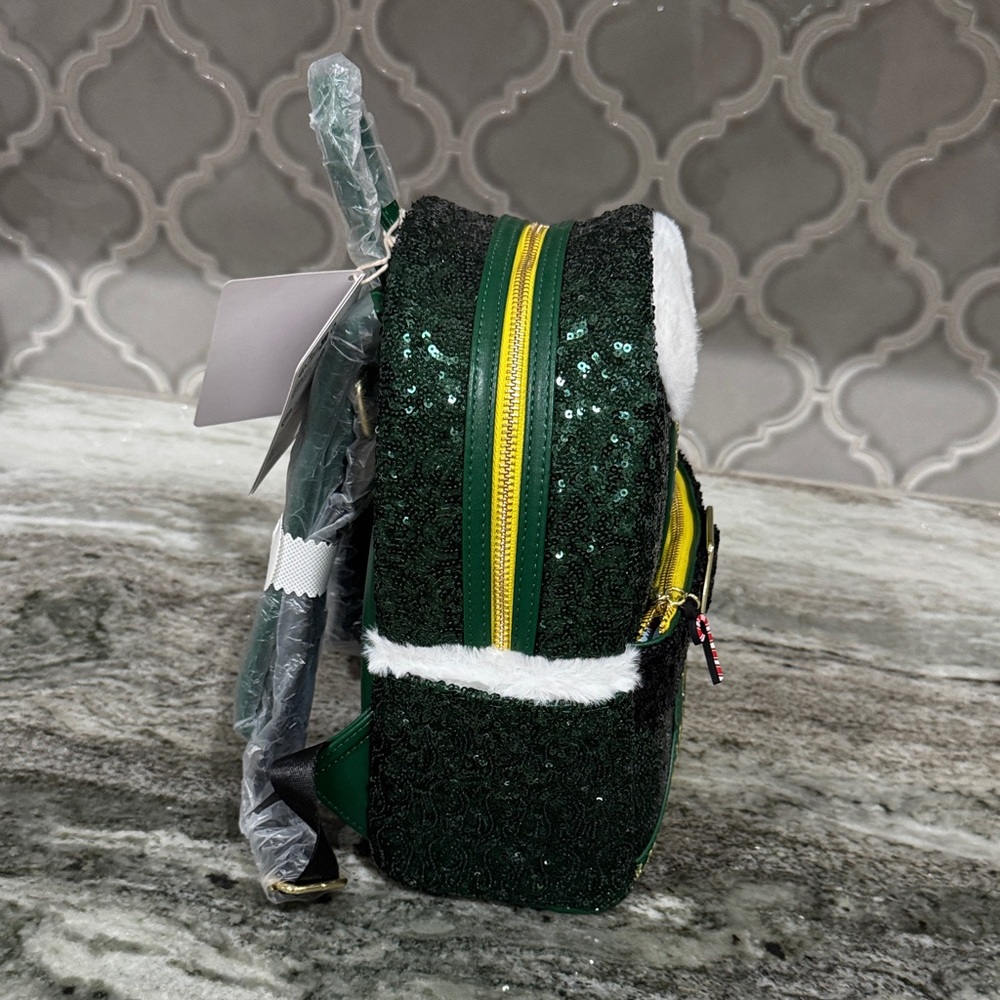 Loungefly Elf Sequin Mini Backpack NWT - image 3